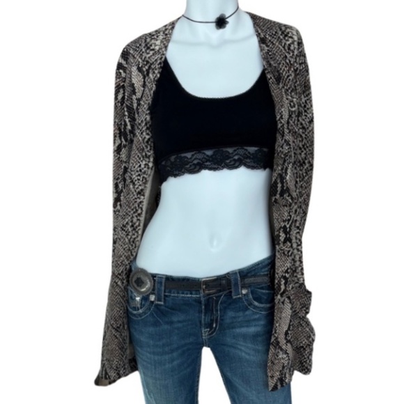Flora Kung New York 100% Silk Snakeskin Print Blazer Jacket Size 6 - Picture 1 of 8